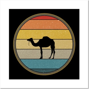 Vintage Retro Sunset Camel Posters and Art